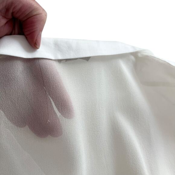 Helmut Helmut Lang White Cotton Silk Combo Short Sleeve Blouse L NWT Barneys - Picture 10 of 10